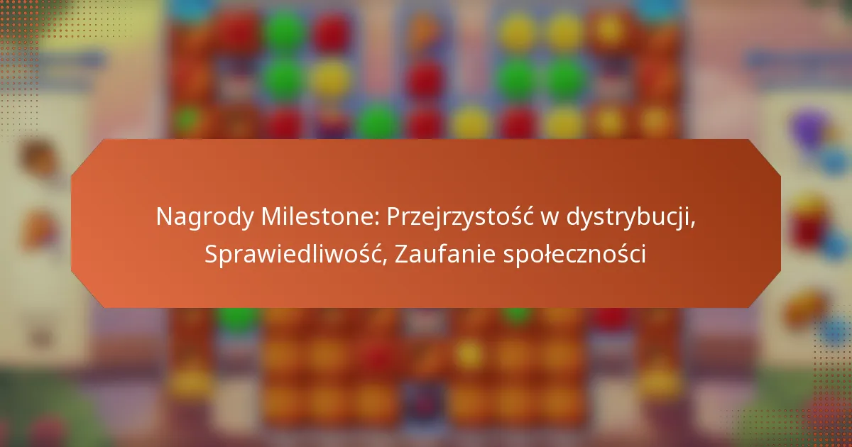 Nagrody Milestone: Przejrzystość w dystrybucji, Sprawiedliwość, Zaufanie społeczności