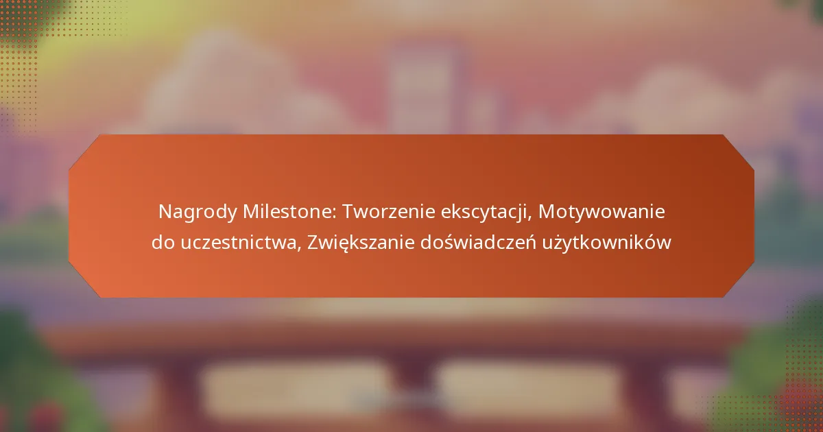 Nagrody Milestone: Tworzenie ekscytacji, Motywowanie do uczestnictwa, Zwiększanie doświadczeń użytkowników