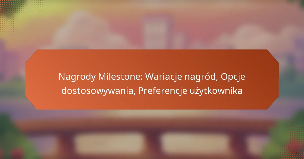 Nagrody Milestone: Wariacje nagród, Opcje dostosowywania, Preferencje użytkownika