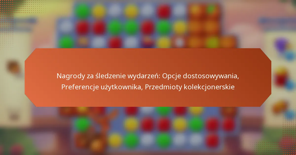 Nagrody za śledzenie wydarzeń: Opcje dostosowywania, Preferencje użytkownika, Przedmioty kolekcjonerskie
