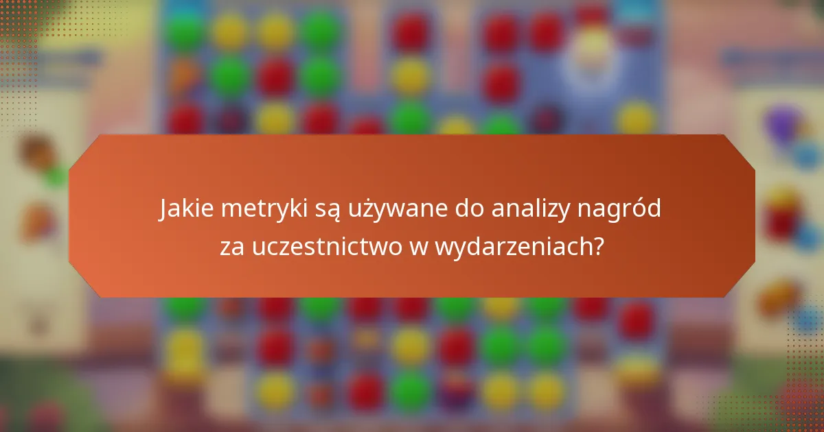 Jakie metryki są używane do analizy nagród za uczestnictwo w wydarzeniach?